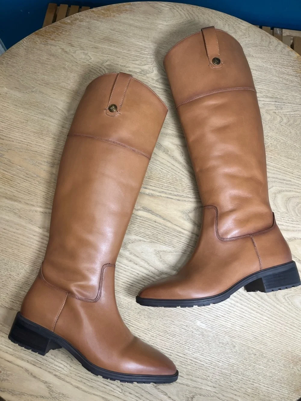 Sam Edelman Drina Knee High Tall Riding Boots Tan New Whiskey Women’s Size 9.5